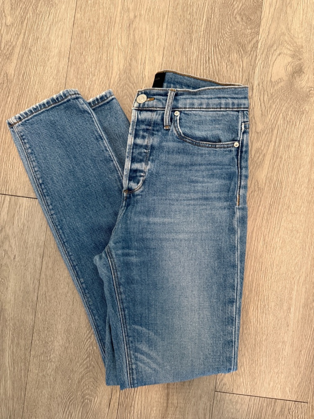Black Orchid women’s Slim straight Jeans-Med Blue-button fly Sz 25 Nordstrom